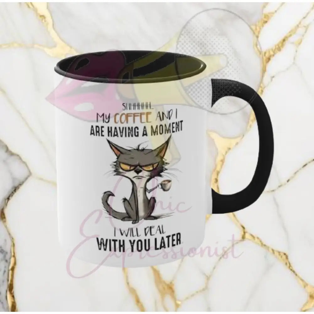 Cat Drinking Coffee Mug 11Oz