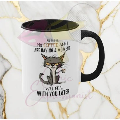 Cat Drinking Coffee Mug 11Oz