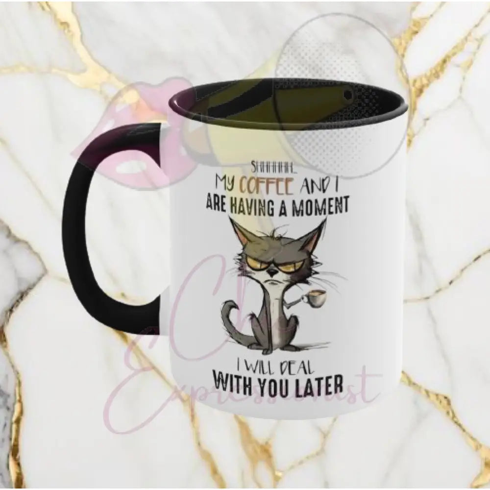 Cat Drinking Coffee Mug 11Oz